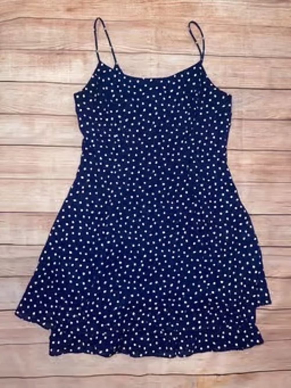 JUNIOR'S SIZE 7/8 NAVY POLKA DOT DRESS LOT5881